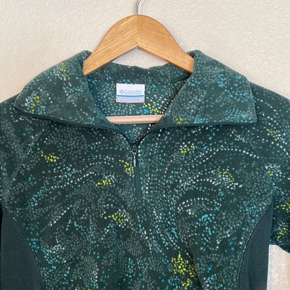 Green Print Columbia Fleece Pullover - Picture 3 of 8